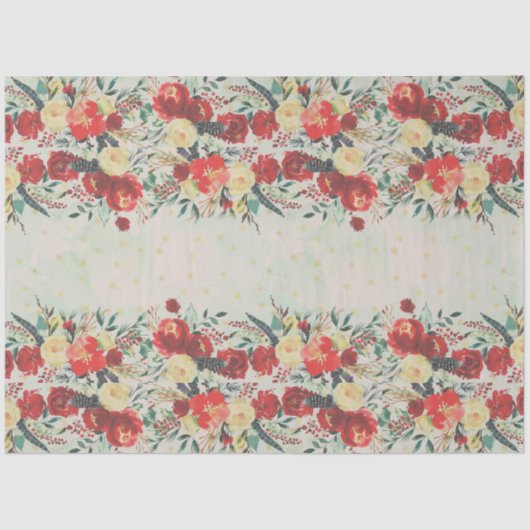 Kerstventilatorgrens en sterren op blauw tissuepapier (Voorkant)