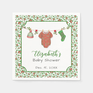 Kerstverjaardagsfeestje voor decemberbaby's rode e servet