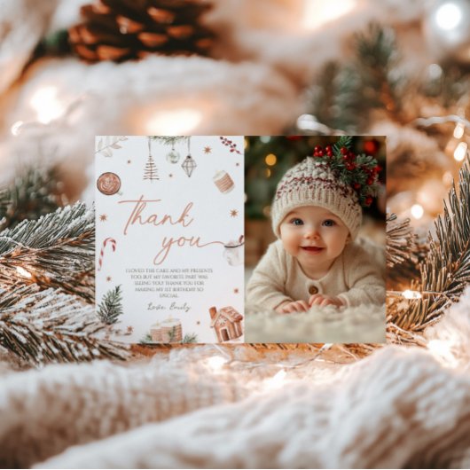 Kerstverjaardagsfoto Dank u kaart