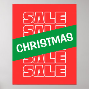 Kerstverkoop Teken, Winkel Signage, Sale Poster
