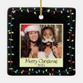 Kerstverlichting Aangepaste foto en bericht Keramisch Ornament (Achterkant)