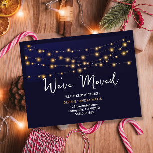Kerstverlichting adreswijziging die we hebben verp aankondigingskaart