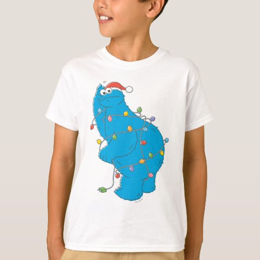  kerstverlichting als koekjesmonster t-shirt (Voorkant)