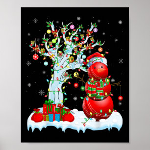 Kerstverlichting Boom Grappige Sneeuwman Cricket L Poster