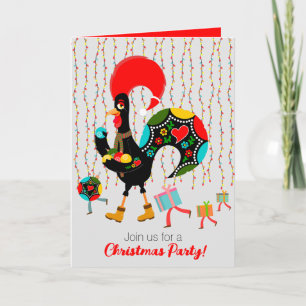 Kerstverlichting, bubbels, cadeaus en Rooster