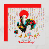 Kerstverlichting, bubbels, cadeaus en Rooster Kaart (Voorkant / Achterkant)