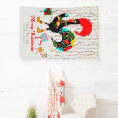 Kerstverlichting, bubbels, cadeaus en Rooster Spandoek (Insitu)