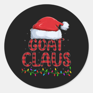 Kerstverlichting Buffalo Plaid Goat Santa Claus Ke Ronde Sticker