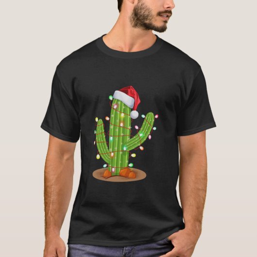 Kerstverlichting Cactus Lover Grappige Xmas Lange T-shirt (Voorkant)