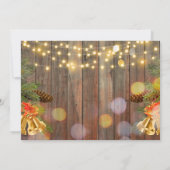 Kerstverlichting dennenappels klokken op rustiek h kaart (Achterkant)