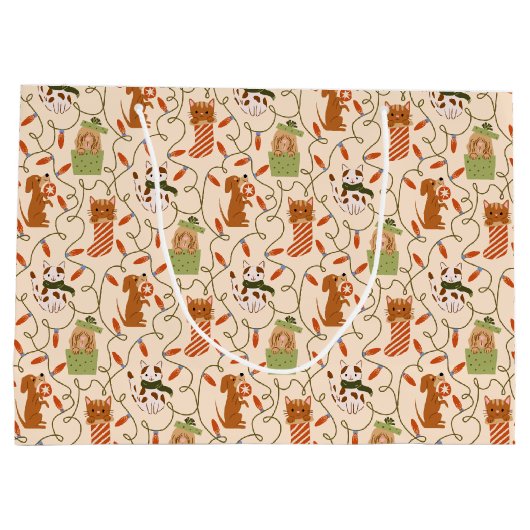 Kerstverlichting Dieren Patroon Geel Groot Cadeauzakje (Achterkant)