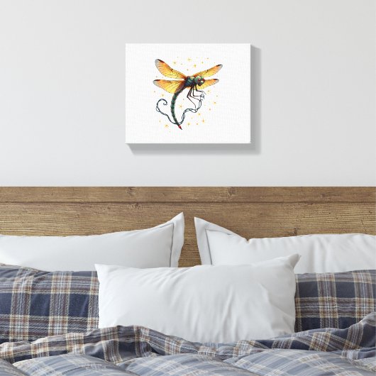 Kerstverlichting Dragonfly Canvas Afdruk (Insitu (Slaapkamer))