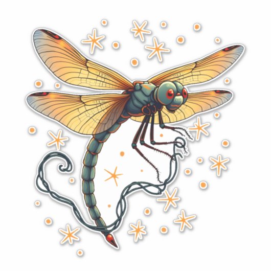 Kerstverlichting Dragonfly Sticker (Voorkant)