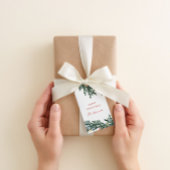 Kerstverlichting en groen cadeaulabel