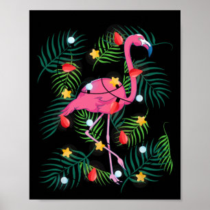 Kerstverlichting Flamingo Hawaï Grappige Tropische Poster
