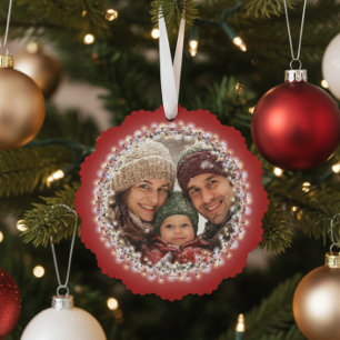 Kerstverlichting Foto met Merry & Bright Ornament Kaart