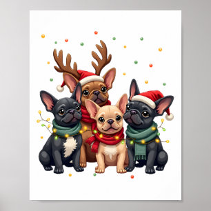Kerstverlichting Franse Bulldog Kerstman Franse Ho Poster