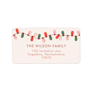 Kerstverlichting Gekleurd Vrolijk Kerstmis Adres Etiket