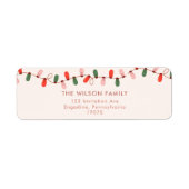 Kerstverlichting Gekleurd Vrolijk Kerstmis Adres Etiket (Voorkant)