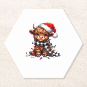 Kerstverlichting Highland Koe Baby Kerstlicht Kartonnen Onderzetters