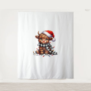 Kerstverlichting Highland Koe Baby Kerstlicht Wandkleed