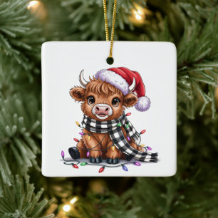 Kerstverlichting Hoogland Koe Santa Hoed Keramisch Ornament