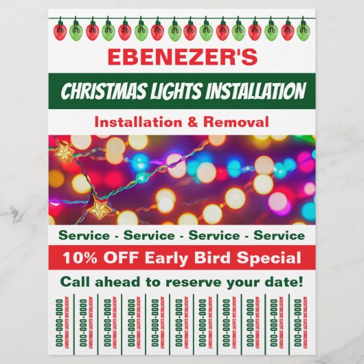 Kerstverlichting installatie met scheur uit strips flyer (Voorkant)