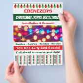 Kerstverlichting installatie met scheur uit strips flyer (Hand)