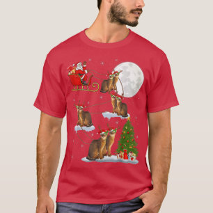 Kerstverlichting - Kerstman die de abyssische kat  T-shirt