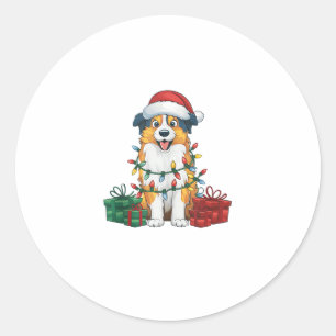Kerstverlichting Kerstman Hoed Australische herder Ronde Sticker