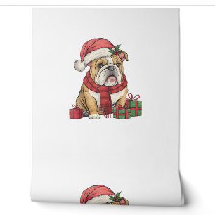 Kerstverlichting Kerstman Hoed Engels Bulldog Kers Behang