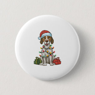 Kerstverlichting Kerstman Hoed Engels Pointer Dog Ronde Button 5,7 Cm