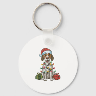 Kerstverlichting Kerstman Hoed Engels Pointer Dog  Sleutelhanger