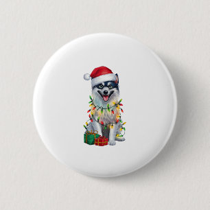 Kerstverlichting Kerstman Hoed Finse Spitz Hond Ke Ronde Button 5,7 Cm