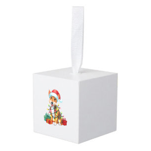 Kerstverlichting Kerstman Hoed Foxterriër Hond Ker Kubus Ornament