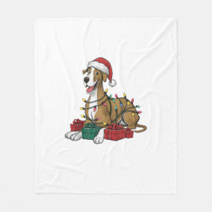 Kerstverlichting Kerstman Hoed Grote Deen Hond Ker Fleece Deken