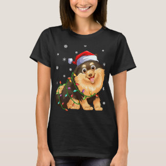 Kerstverlichting Kerstman Hoed Pomeranian T-shirt