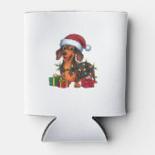 Kerstverlichting Kerstman Hoed Teckel Hond Kerstmi Blikjeskoeler (Voorkant)