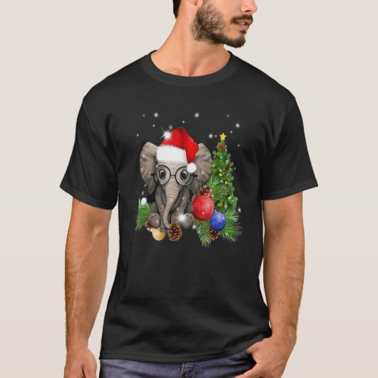 Kerstverlichting - kerstman met hoge elephant t-shirt (Voorkant)