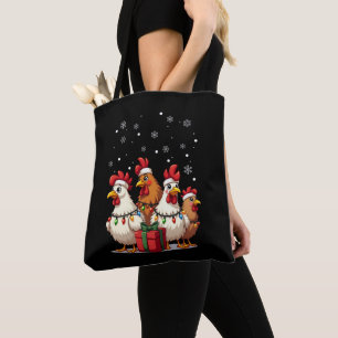 Kerstverlichting Kip Santa Funny Kerstmis Draagtas