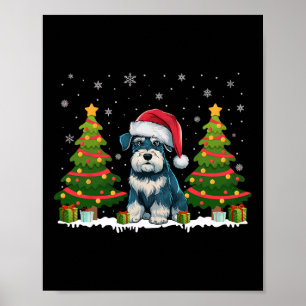 Kerstverlichting Miniatuur Schnauzer Hond Kerstman Poster