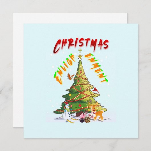 kerstverlichting notitiekaartje (Voorkant / Achterkant)