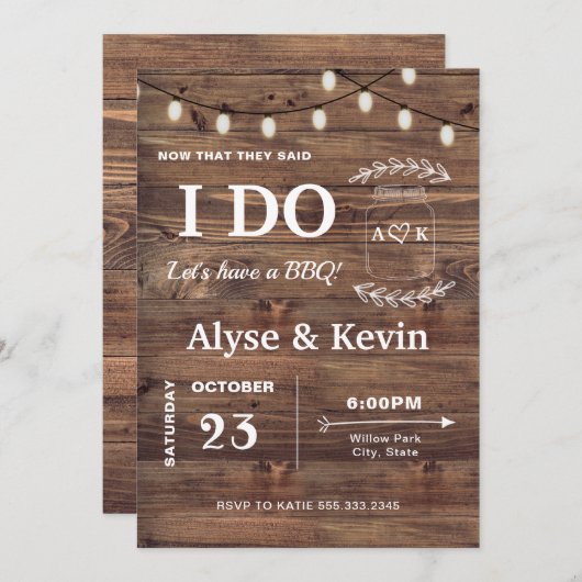 Kerstverlichting op boerderijhout I DO BBQ Kaart (Voorkant / Achterkant)