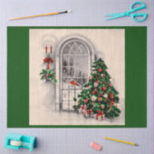 Kerstverlichting op groen tissuepapier (Craft)