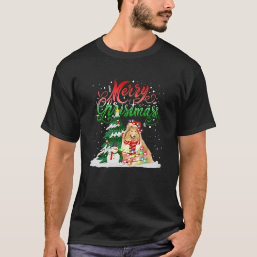 kerstverlichting Pajama Matching Sheltie Santa X T-shirt (Voorkant)
