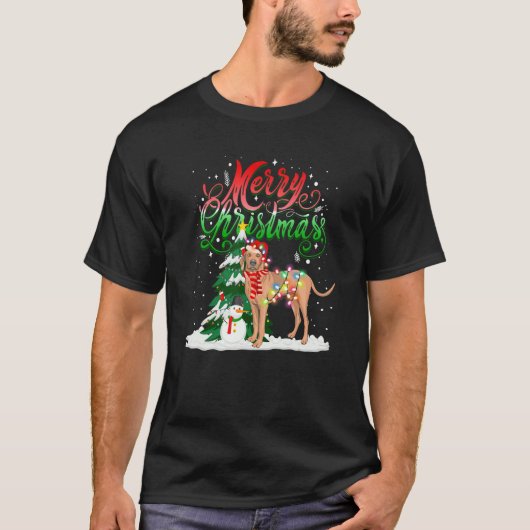 kerstverlichting Pajama Matching Vizsla Santa Xm T-shirt (Voorkant)