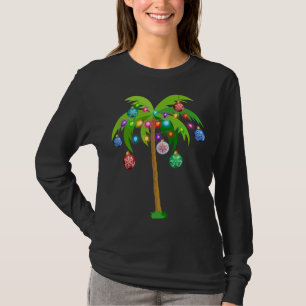 kerstverlichting palmboom Funny Hawaii Beach Trop T-shirt