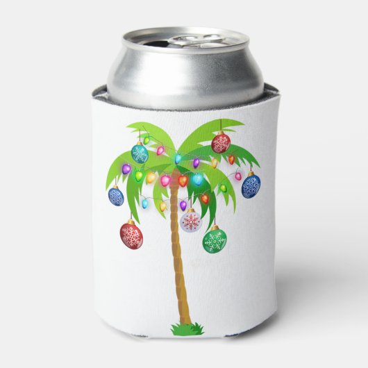 Kerstverlichting palmboom hawaii strand tropische blikjeskoeler (Blikje Voorkant)