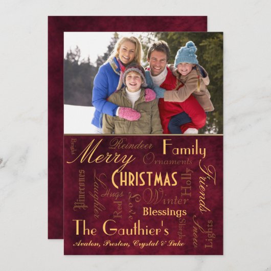 Kerstverlichting Retro Red Holiday Card Feestdagenkaart (Voorkant / Achterkant)