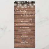 Kerstverlichting Rustic Houten Trouwmenu Menu (Voorkant)